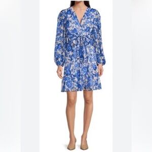 NWT Alex Marie Blue Floral Long Sleeve Dress